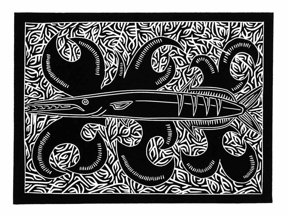 JOEL SAM | 'Barred Long Tom' | Linocut Print