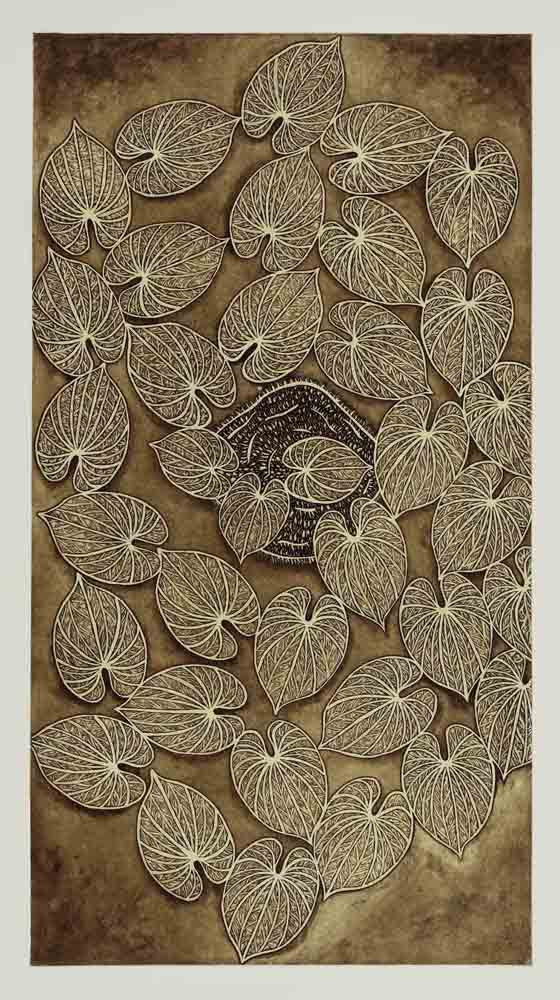 JOEL SAM | 'Dhoeybaw (yam leaves)' | Etching / Chine colle