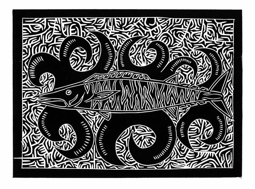 JOEL SAM | 'Wahoo Mackerel' | Linocut Print