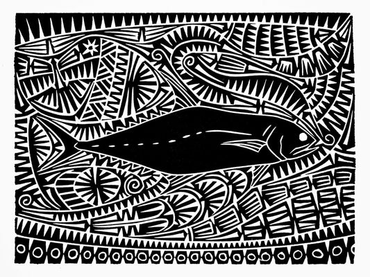 BRIAN ROBINSON | 'Queen Fish Motif' | Linocut print