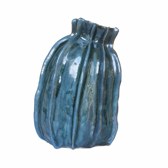 AMBER SEALE | 'ocean vase 1(blue), mid fire ceramics, 16(h), 10(l),10(w) cm