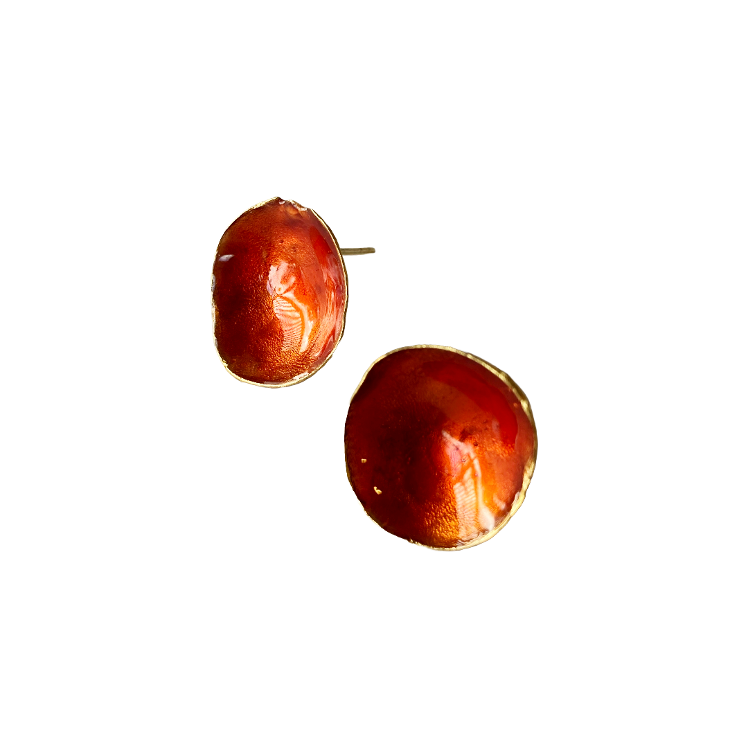 ARTIZ | 'Enamel Cup Studs' | Large | bronze / orange enamel